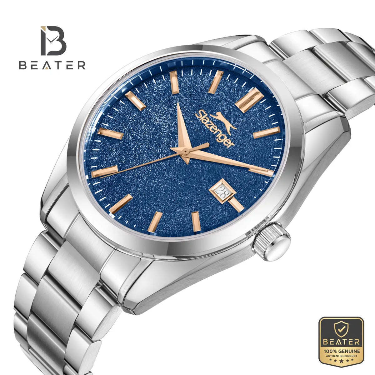 Slazenger SL.9.2520.1.07 Men's Dark Blue Stainless Steel Bracelet Watch - View 2 - Beater
