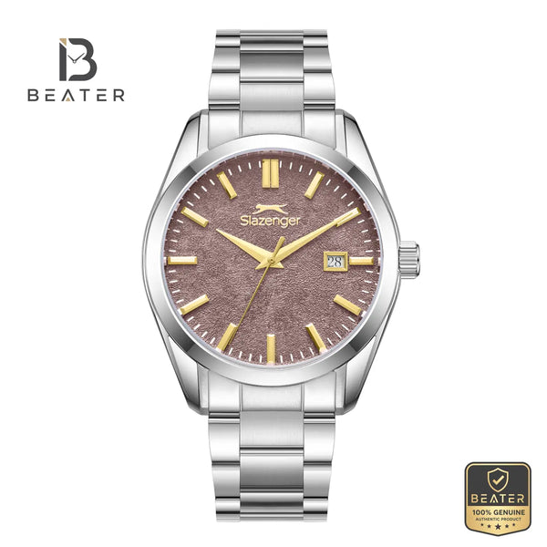 Slazenger SL.9.2520.1.08 Men's Brown Dial Stainless Steel Bracelet Watch - Beater