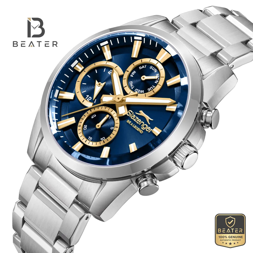 Slazenger SL.9.2522.2.05 Men's Dark Blue Metal Bracelet Watch - View 3 - Beater