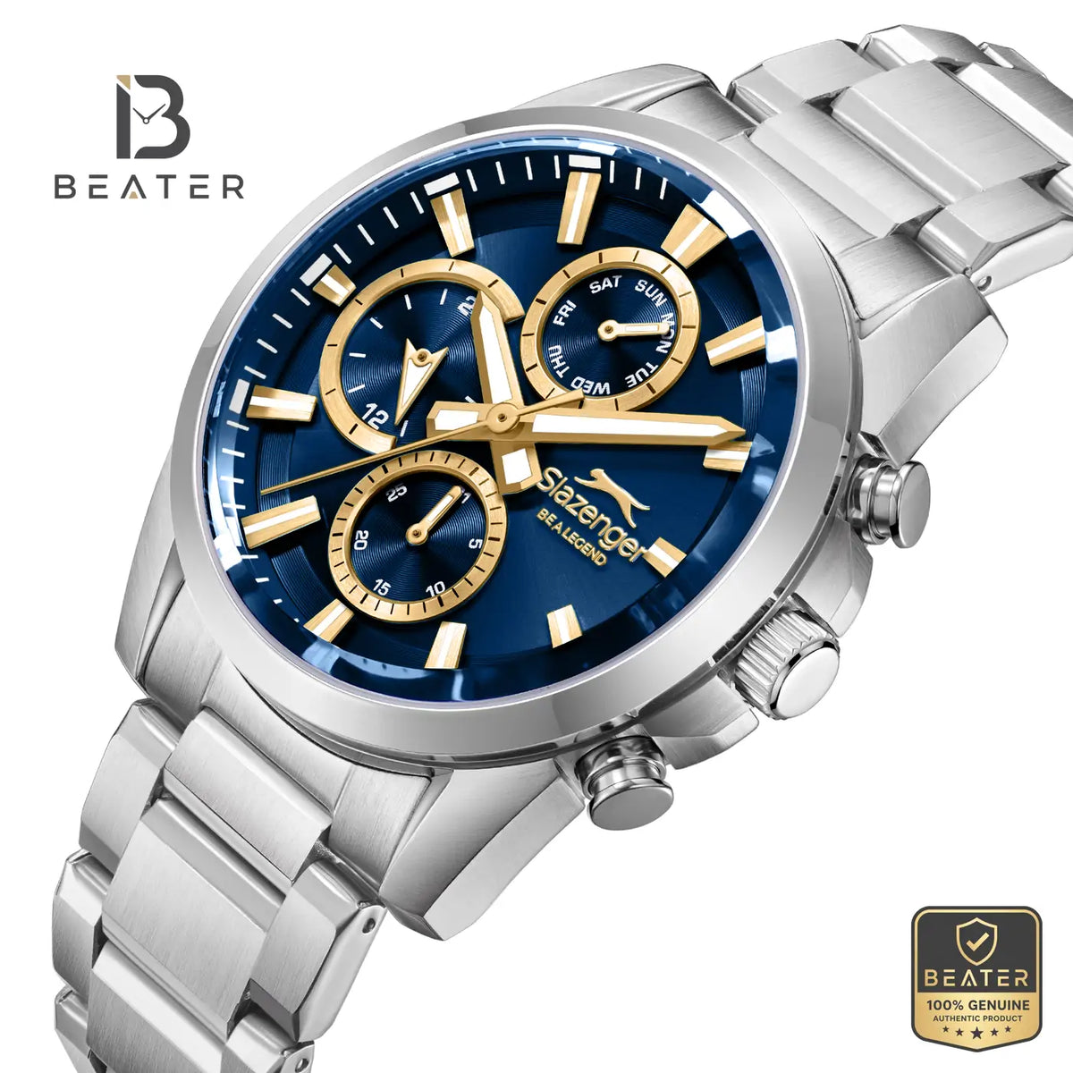 Slazenger SL.9.2522.2.05 Men's Dark Blue Metal Bracelet Watch - View 3 - Beater