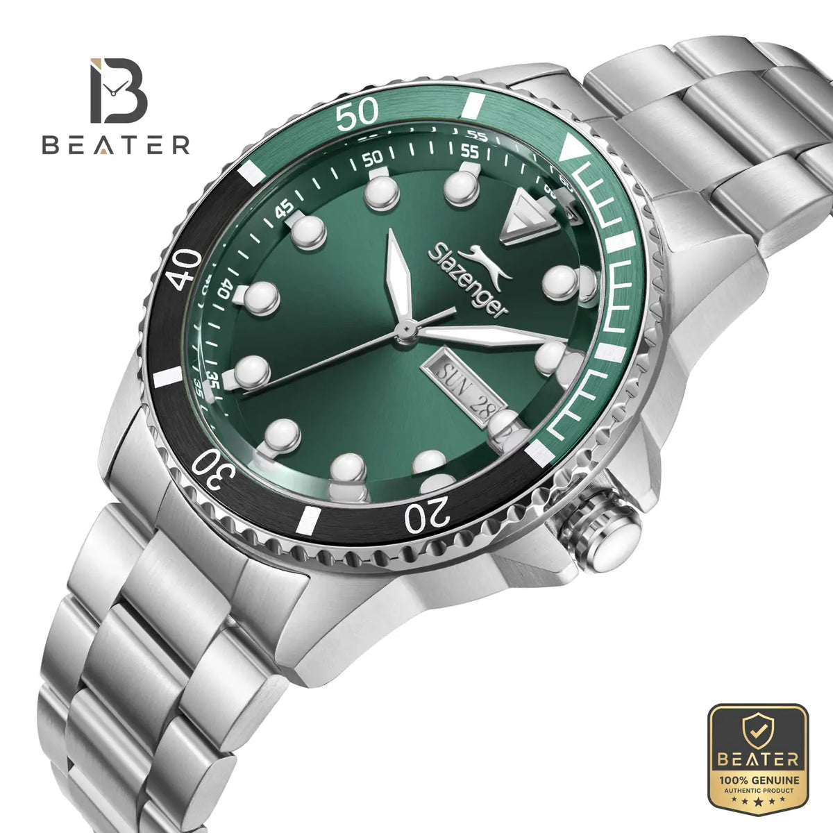 Slazenger SL.9.2544.2.02 Men's Dark Green Stainless Steel Bracelet Watch - View 2 - Beater