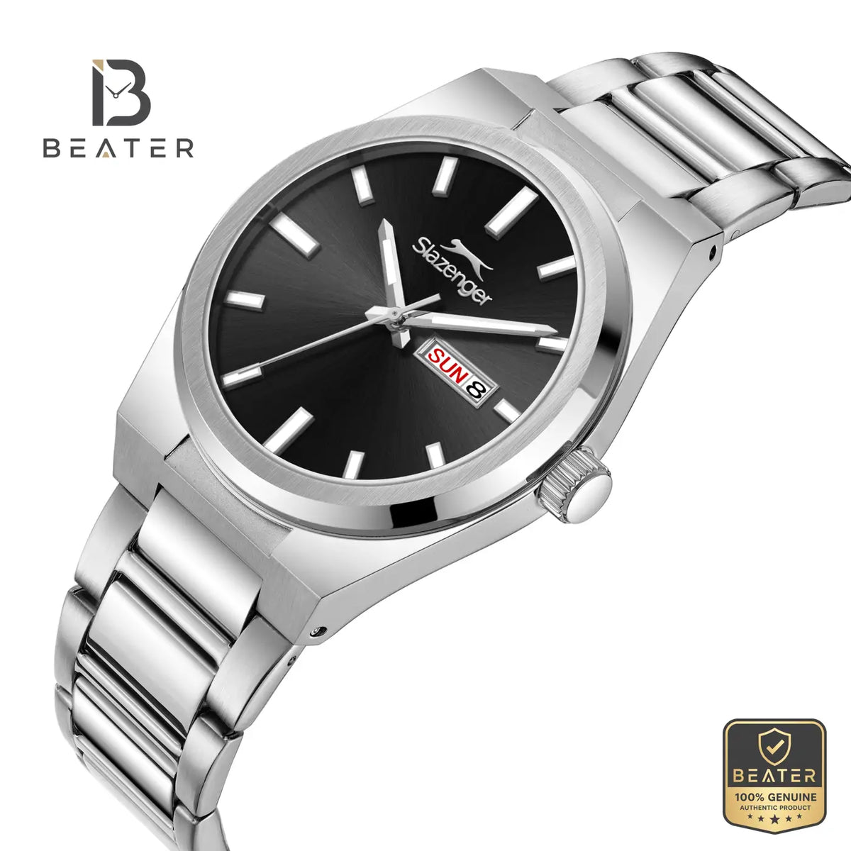Slazenger SL.9.2555.2.04 Men's Black Dial Metal Bracelet Watch - View 2 - Beater