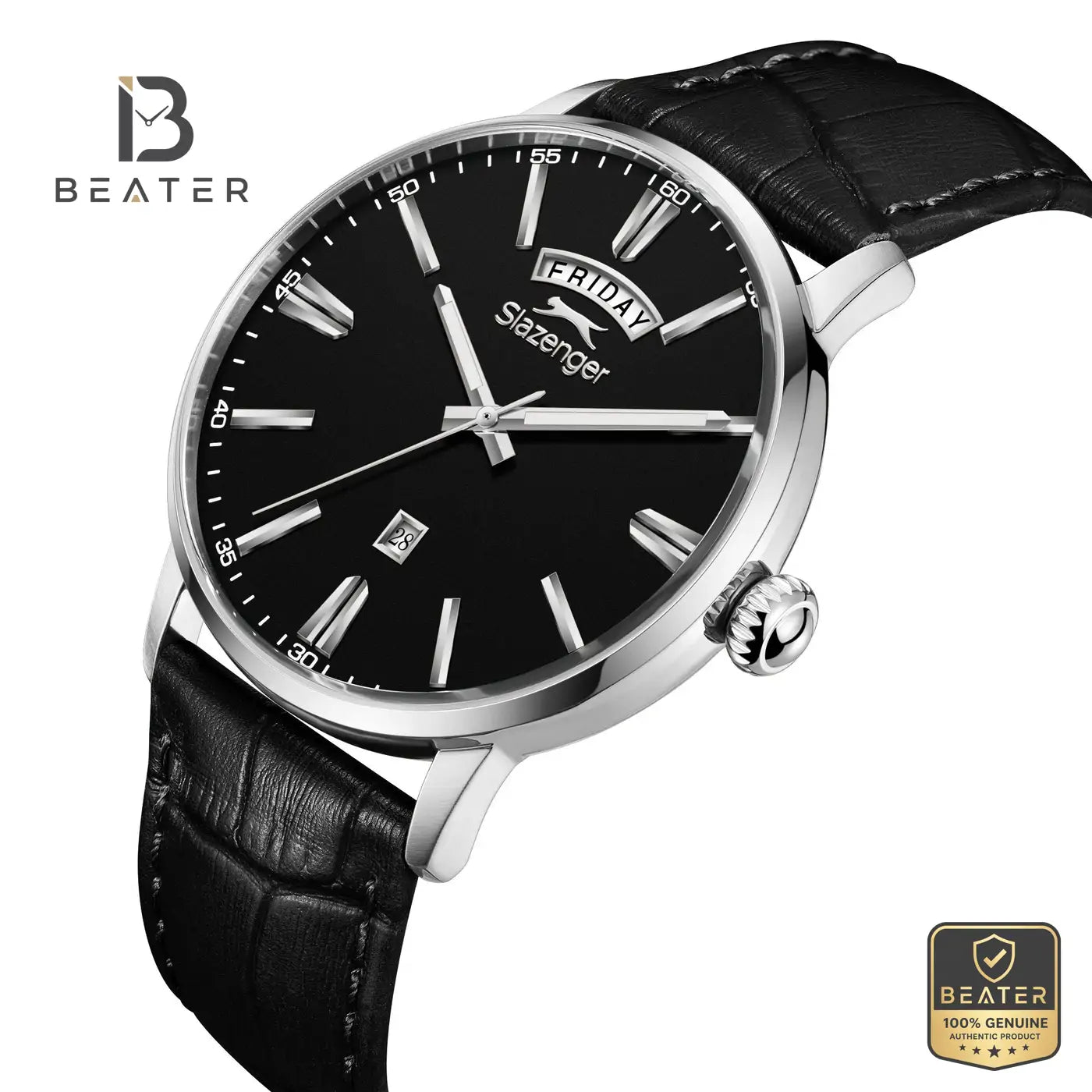 Slazenger SL.9.2562.2.01 Men's Black Leather Strap Watch Secondary image