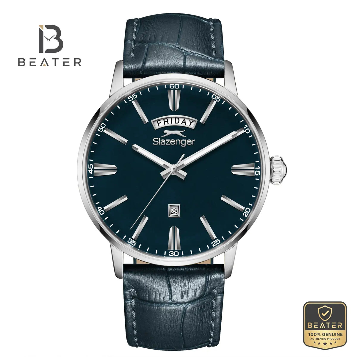 Slazenger SL.9.2562.2.02 Men's Dark Blue Leather Strap Watch - Beater Main image