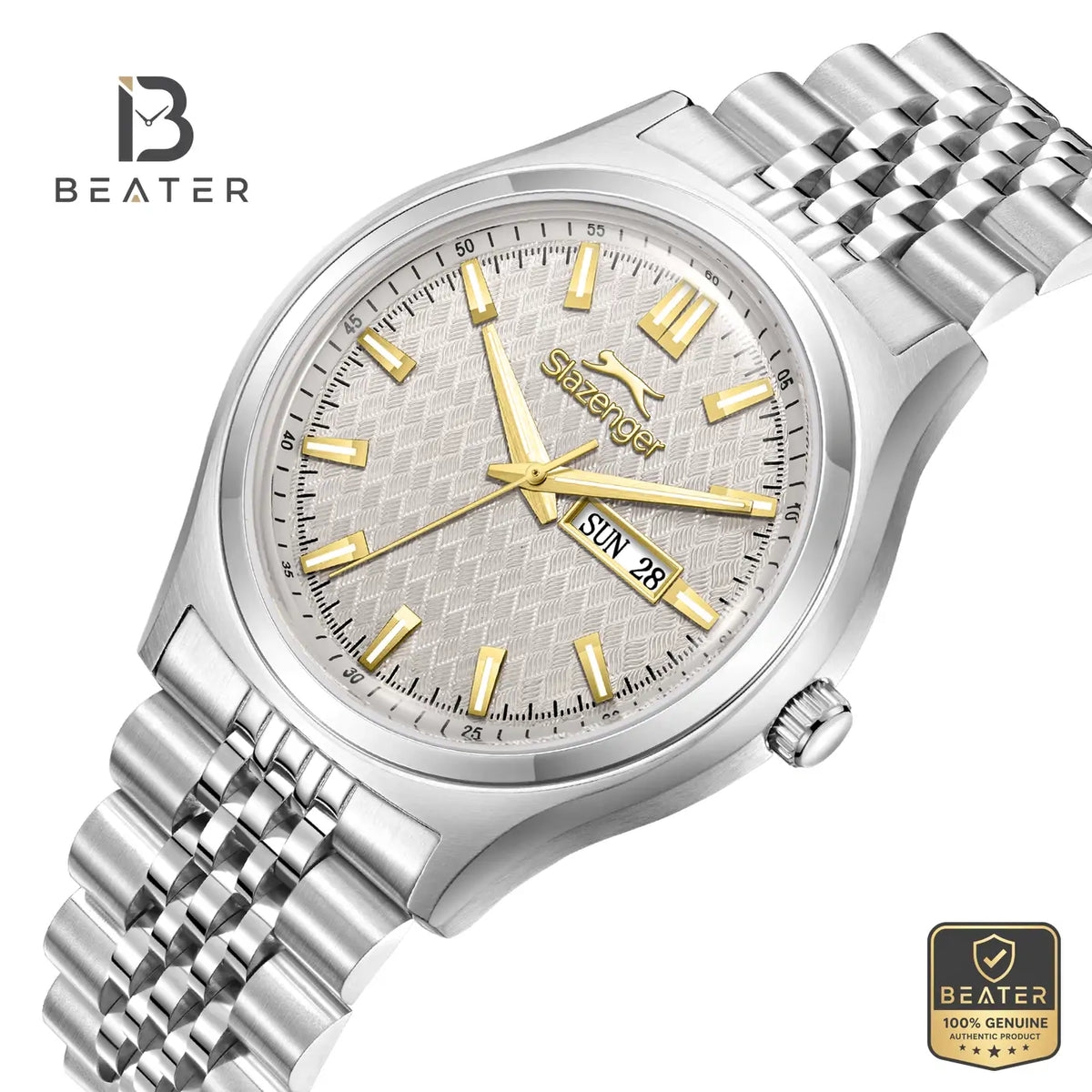 Slazenger SL.9.2573.1.360 Men's Beige Stainless Steel Bracelet Watch - View 2 - Beater