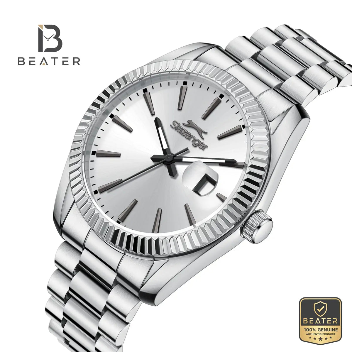 Slazenger SL.9.2583.1.330 Men's Silver Metal Strap Watch - View 2 - Beater