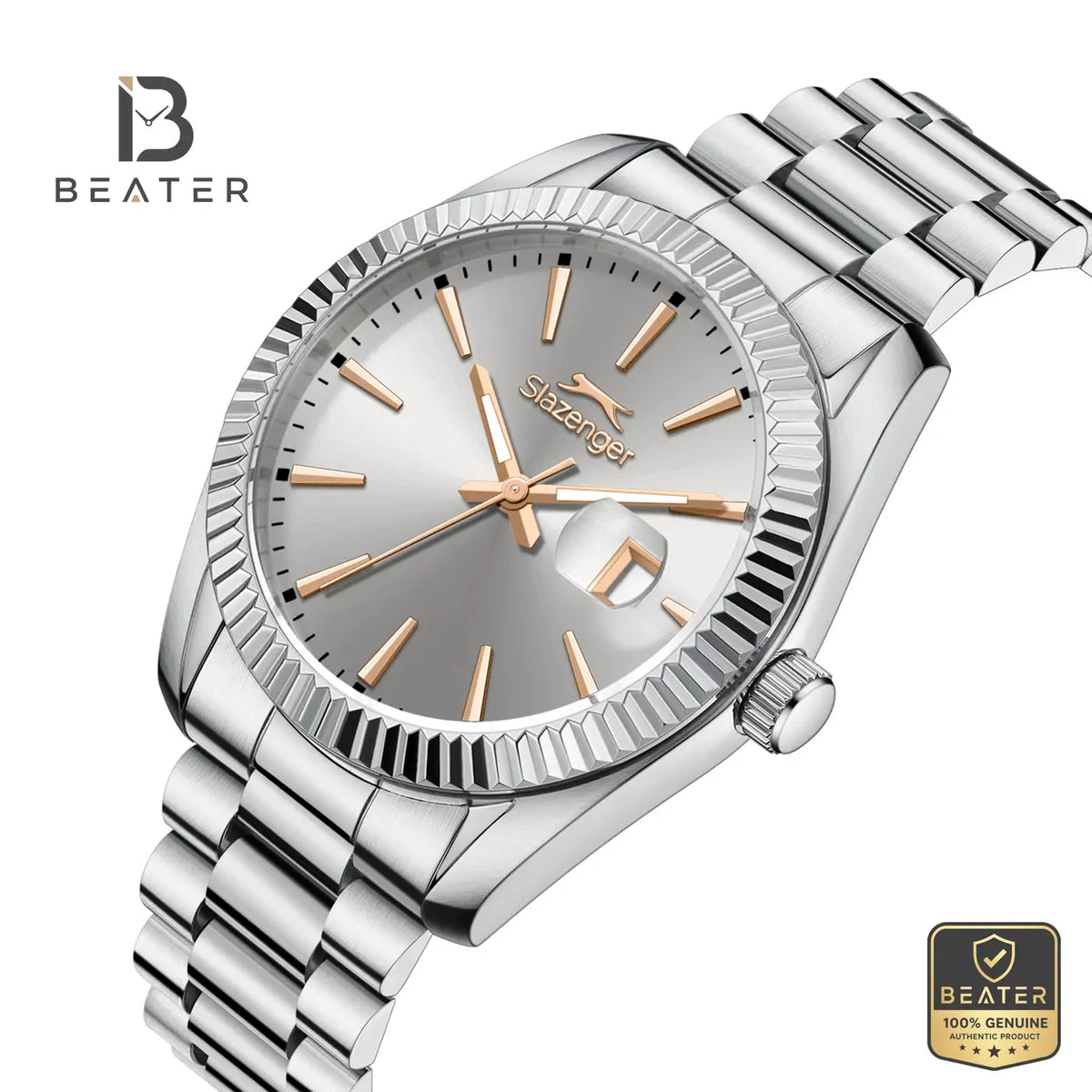 Slazenger SL.9.2583.1.370 Men's Grey Stainless Steel Bracelet Watch - View 2 - Beater