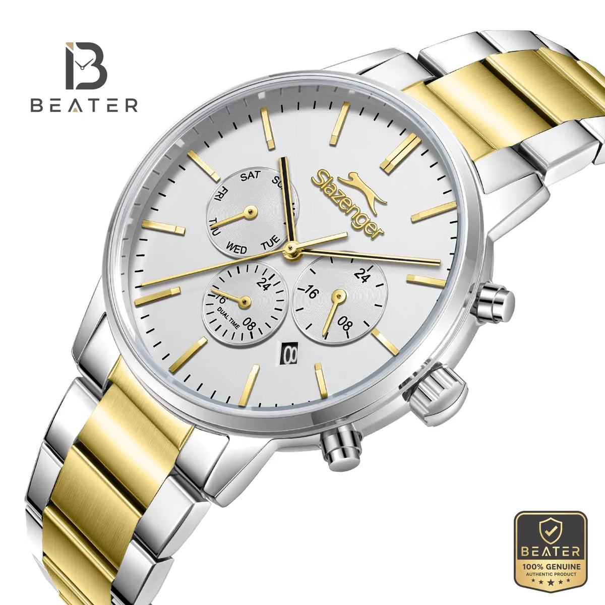 Slazenger SL.9.2585.2.220 Men's White Metal Strap Watch - View 2 - Beater