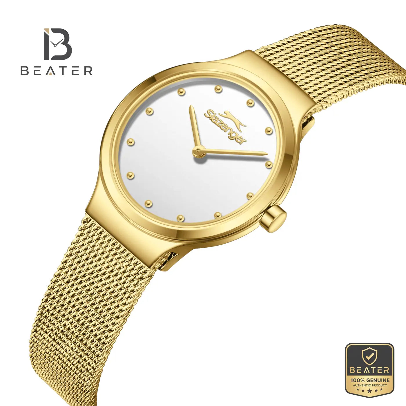 Slazenger SL.9.2587.3.120 Women's White Dial Gold Mesh Strap Watch Secondary image
