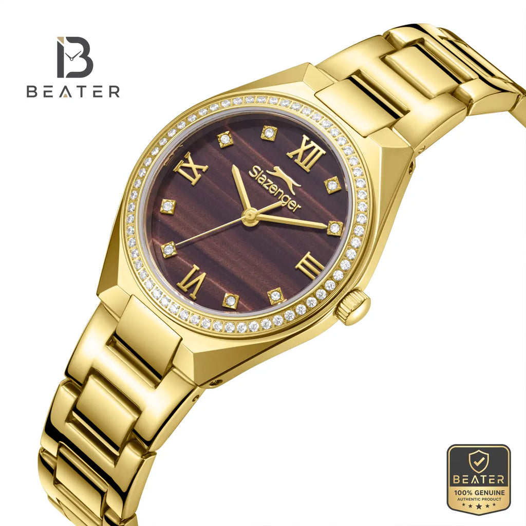 Slazenger SL.9.2590.3.140 Women's Brown Gold Metal Strap Watch - View 2 - Beater