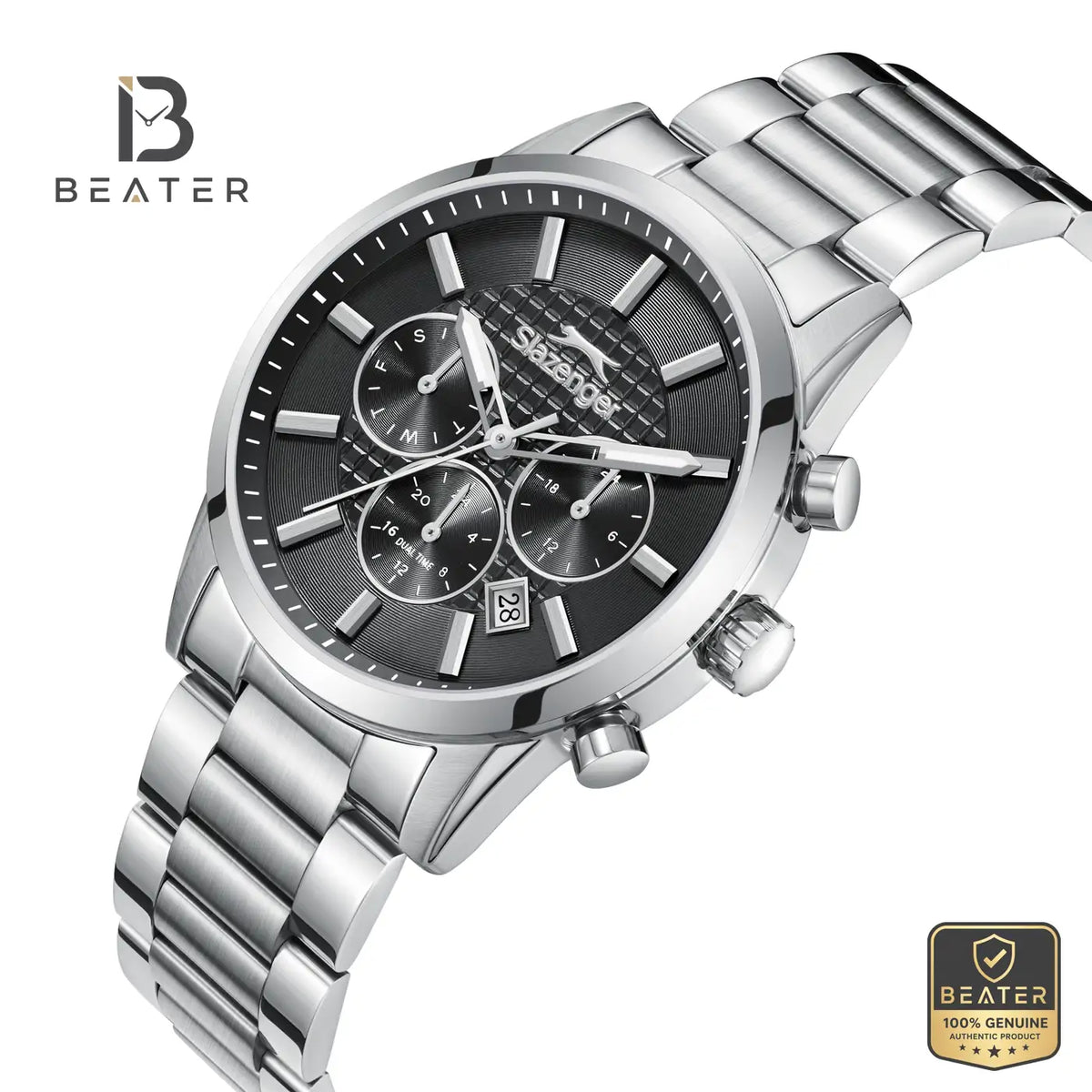 Slazenger SL.9.2648.2.350 Men's Black Dial Metal Strap Watch - View 4 - Beater