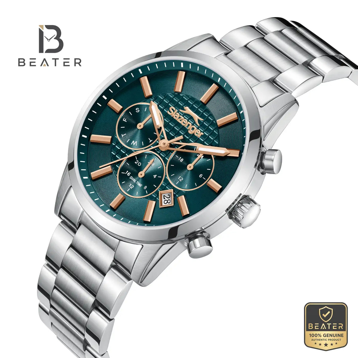 Slazenger SL.9.2648.2.370 Men's Dark Green Metal Strap Watch - View 2 - Beater
