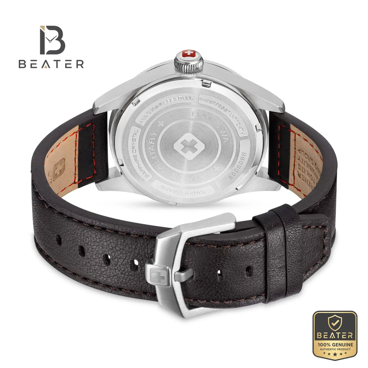 Swiss Military Hanowa SMWGB0000804 Men's Black Dial Leather Strap Watch - View 3 - Beater