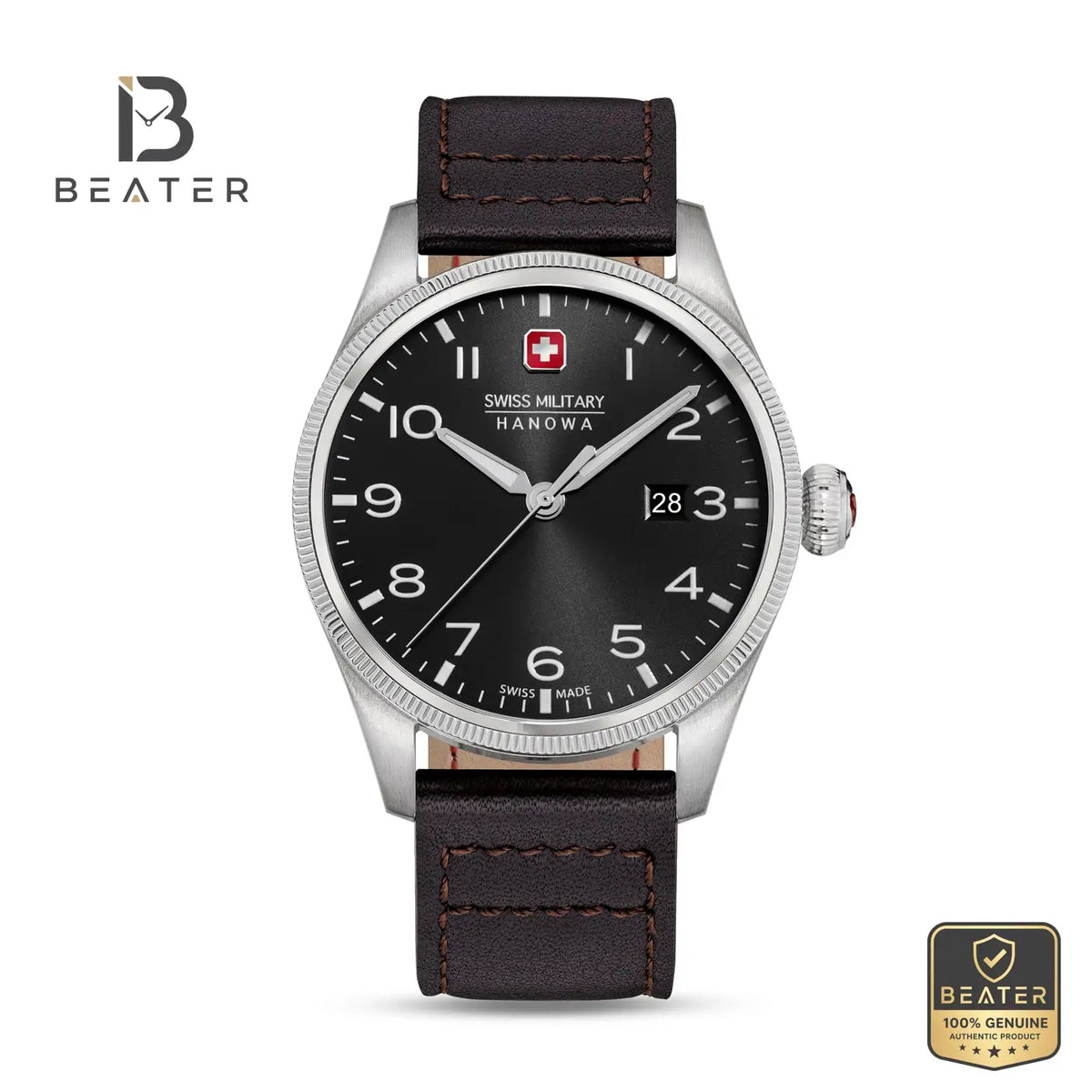 Swiss Military Hanowa SMWGB0000804 Men's Black Dial Leather Strap Watch - Beater Main image