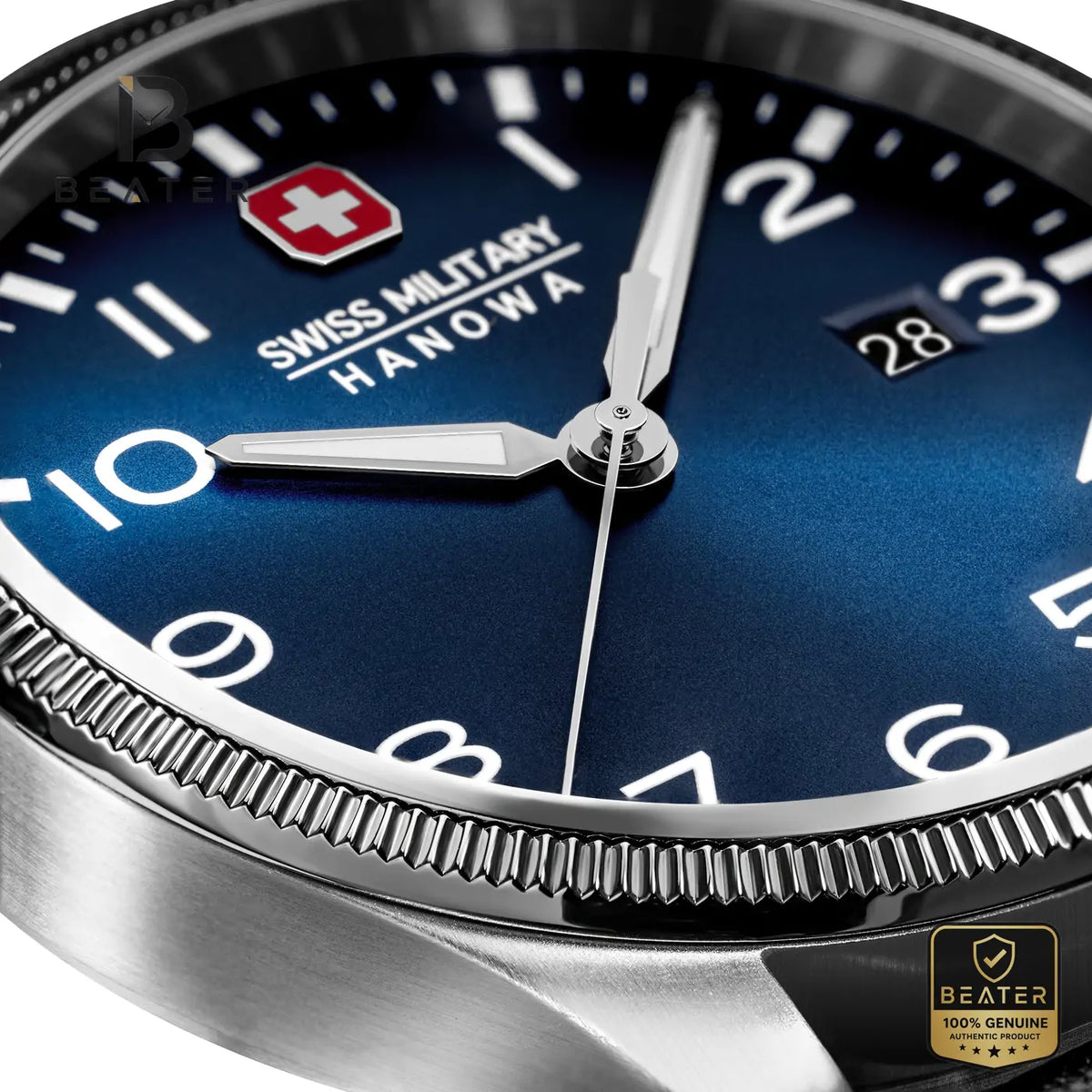 Swiss Military Hanowa SMWGB0000805 Men's Blue Leather Strap Watch - View 4 - Beater