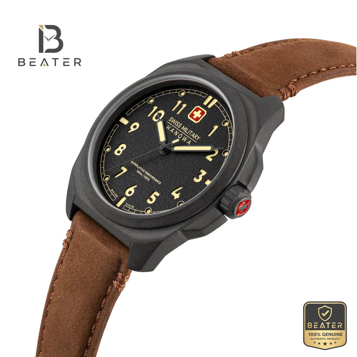 Swiss Military Hanowa SMWGB0003940 Men's Black Genuine Leather Strap Watch Secondary image