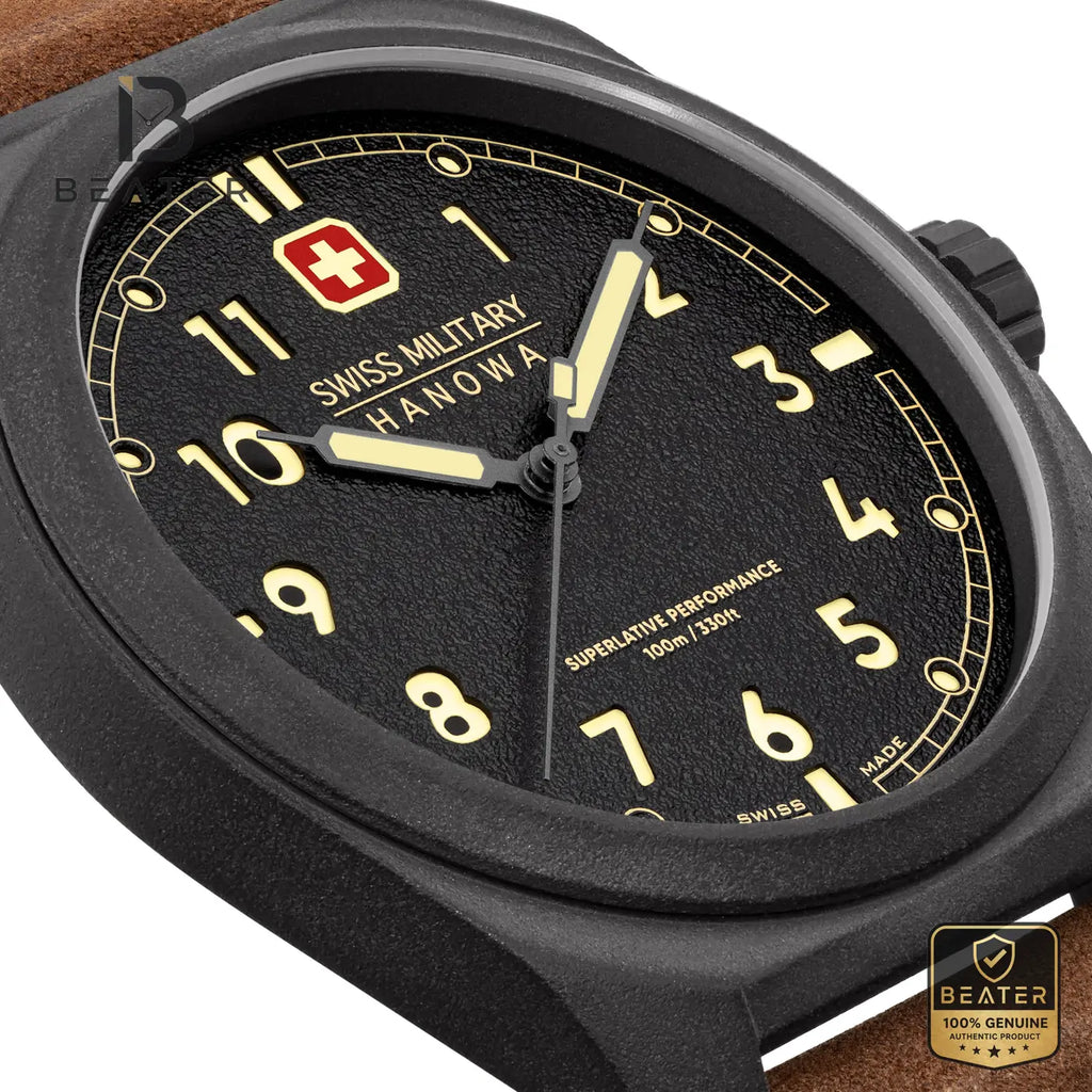 Swiss Military Hanowa SMWGB0003940 Men's Black Genuine Leather Strap Watch - View 3 - Beater