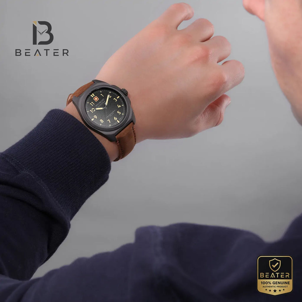 Swiss Military Hanowa SMWGB0003940 Men's Black Genuine Leather Strap Watch - View 5 - Beater