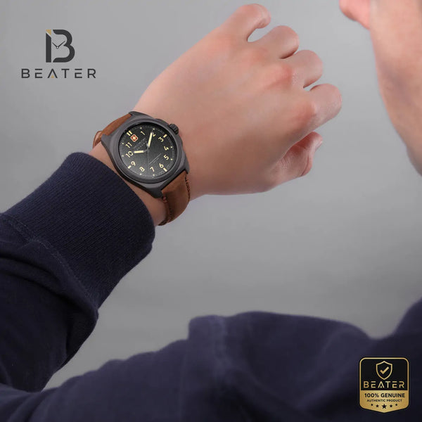 Swiss Military Hanowa SMWGB0003940 Men's Black Genuine Leather Strap Watch - View 5 - Beater