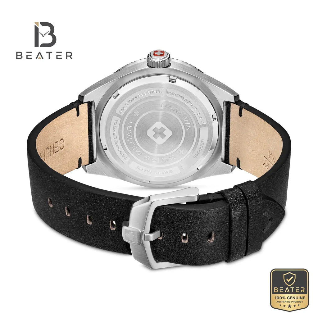Swiss Military Hanowa SMWGB0004901 Men's Black Genuine Leather Strap Watch - View 4 - Beater