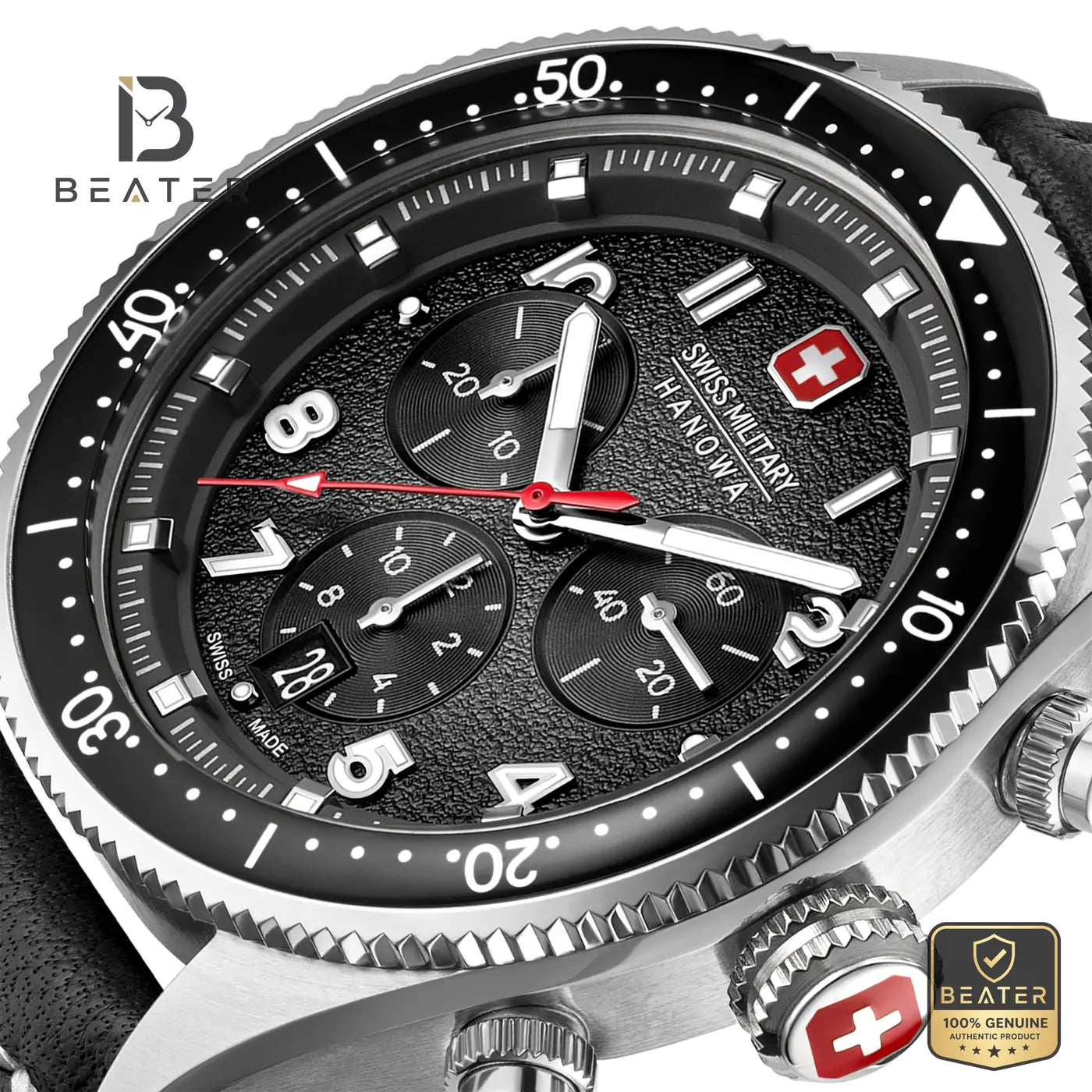 Swiss Military Hanowa SMWGC0003801 Men's Black Dial Leather Strap Watch Secondary image