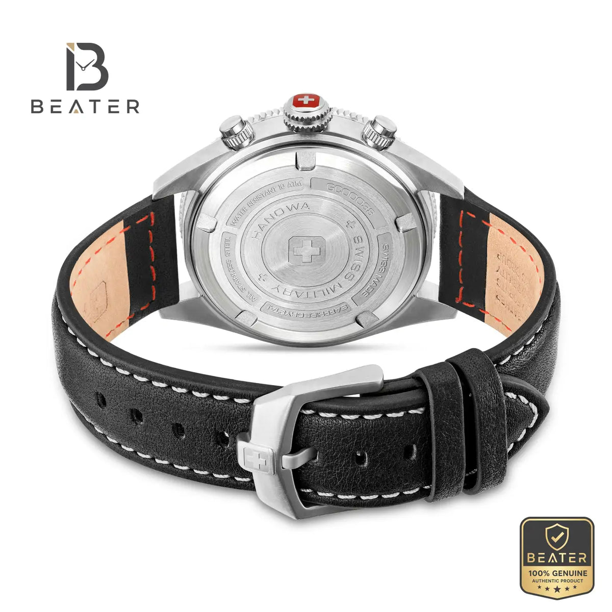 Swiss Military Hanowa SMWGC0003801 Men's Black Dial Leather Strap Watch - View 3 - Beater