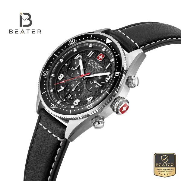 Swiss Military Hanowa SMWGC0003801 Men's Black Dial Leather Strap Watch - View 4 - Beater
