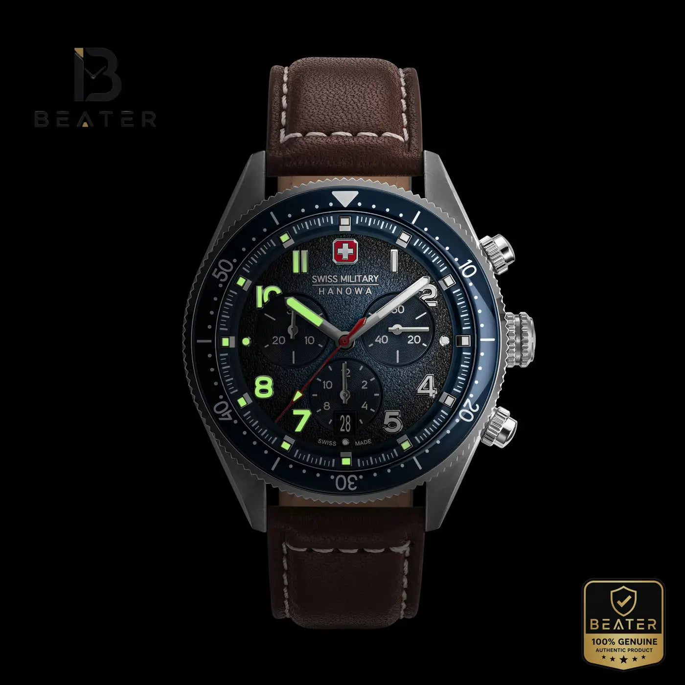 Swiss Military Hanowa SMWGC0003802 Men's Blue Dial Leather Strap Watch Secondary image