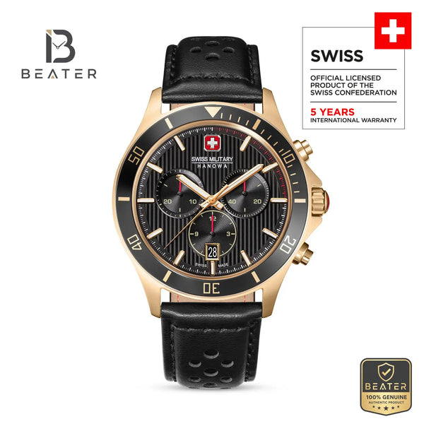Swiss Military Hanowa SMWGC0007610 Men's Black Dial Leather Strap Watch - View 2 - Beater