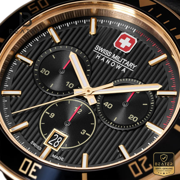 Swiss Military Hanowa SMWGC0007610 Men's Black Dial Leather Strap Watch - View 3 - Beater