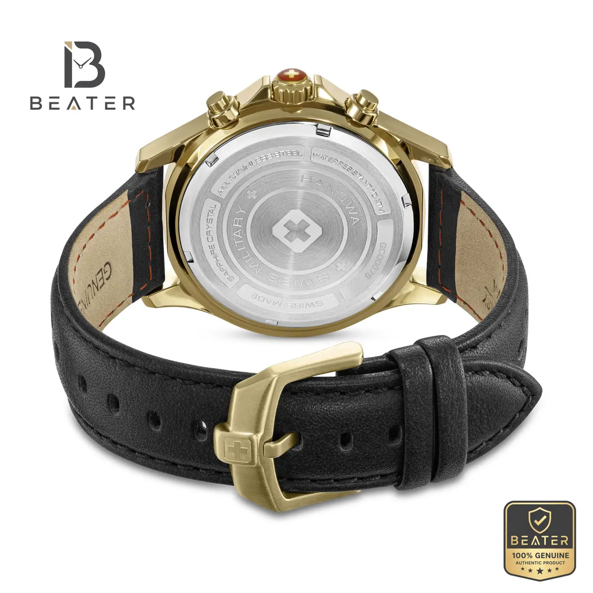 Swiss Military Hanowa SMWGC0007610 Men's Black Dial Leather Strap Watch - View 4 - Beater