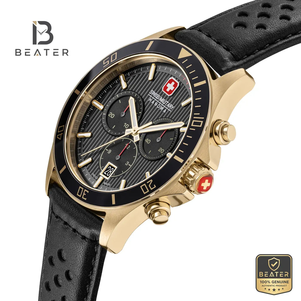 Swiss Military Hanowa SMWGC0007610 Men's Black Dial Leather Strap Watch - View 5 - Beater