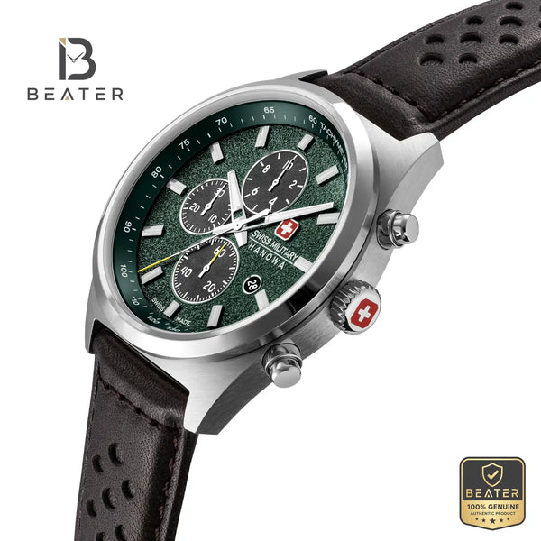 Swiss Military Hanowa SMWGC0007803 Men's Green & Black Genuine Leather Strap Watch - View 5 - Beater