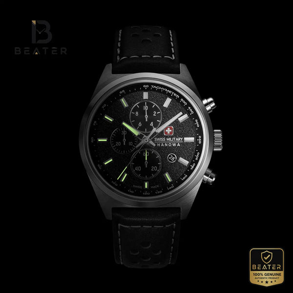 Swiss Military Hanowa SMWGC0007804 Men's Black Dial Leather Strap Watch - View 2 - Beater