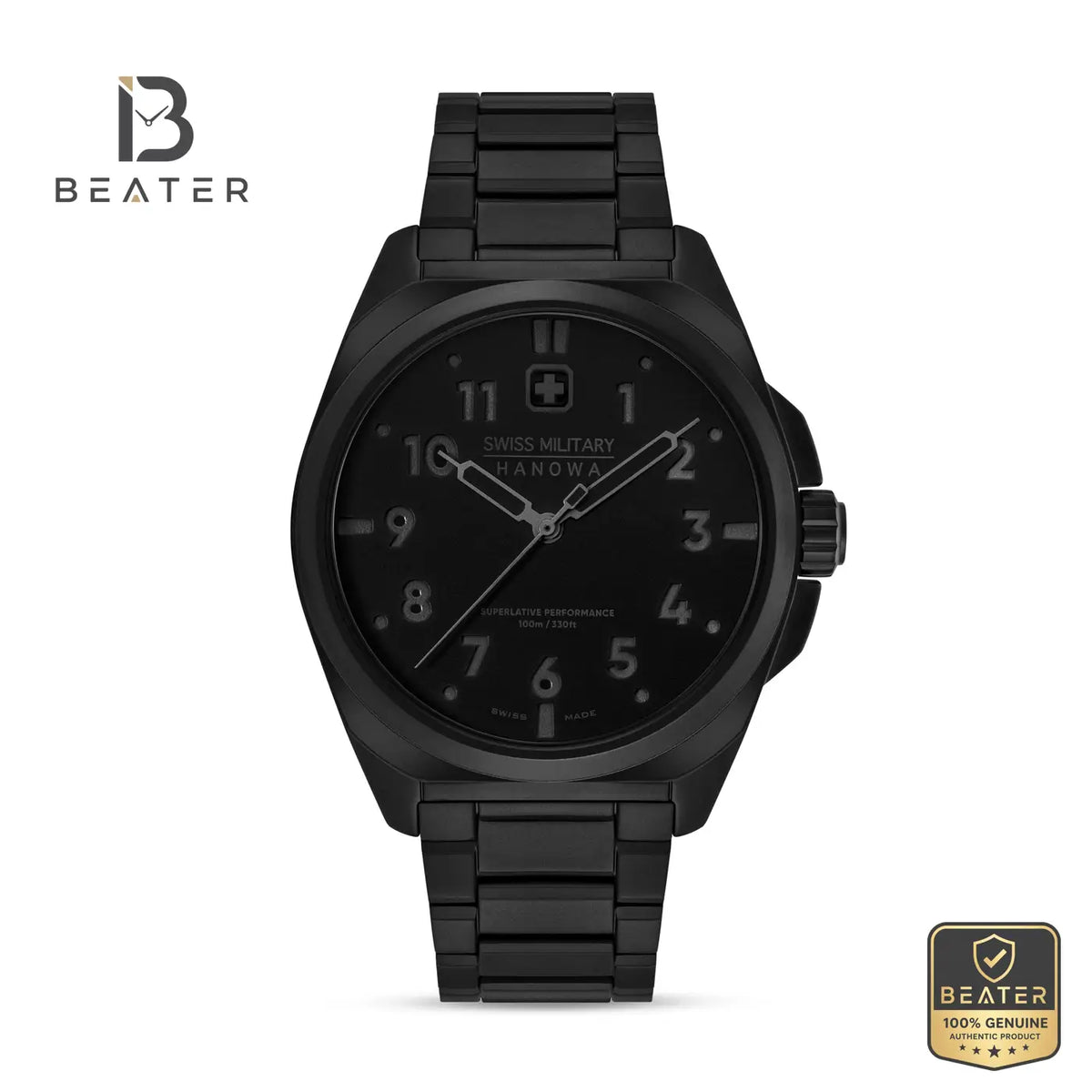 Swiss Military Hanowa SMWGG0003932 Men's Black Dial Stainless Steel Bracelet Watch - Beater Main image
