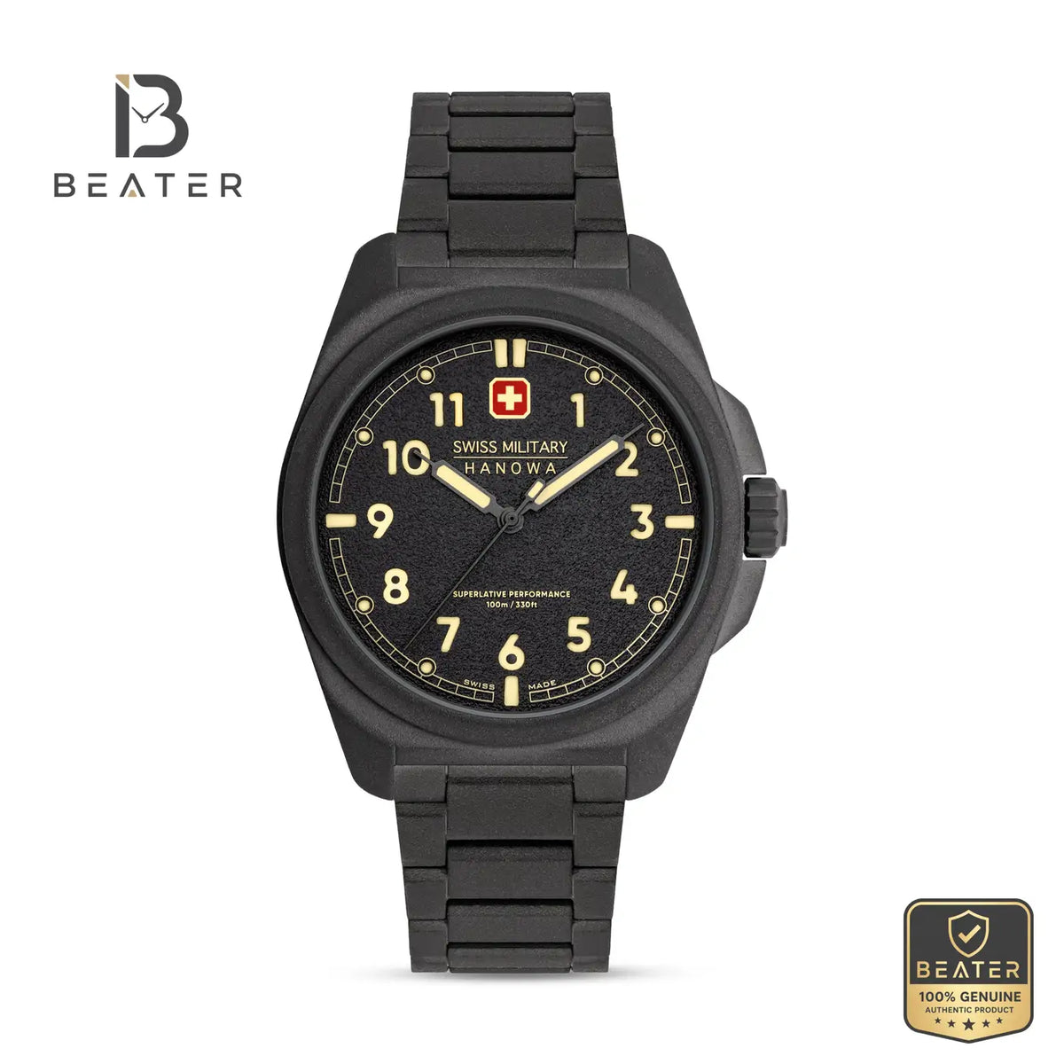 Swiss Military Hanowa SMWGG0003941 Men's Black Dial Stainless Steel Bracelet Watch - Beater Main image