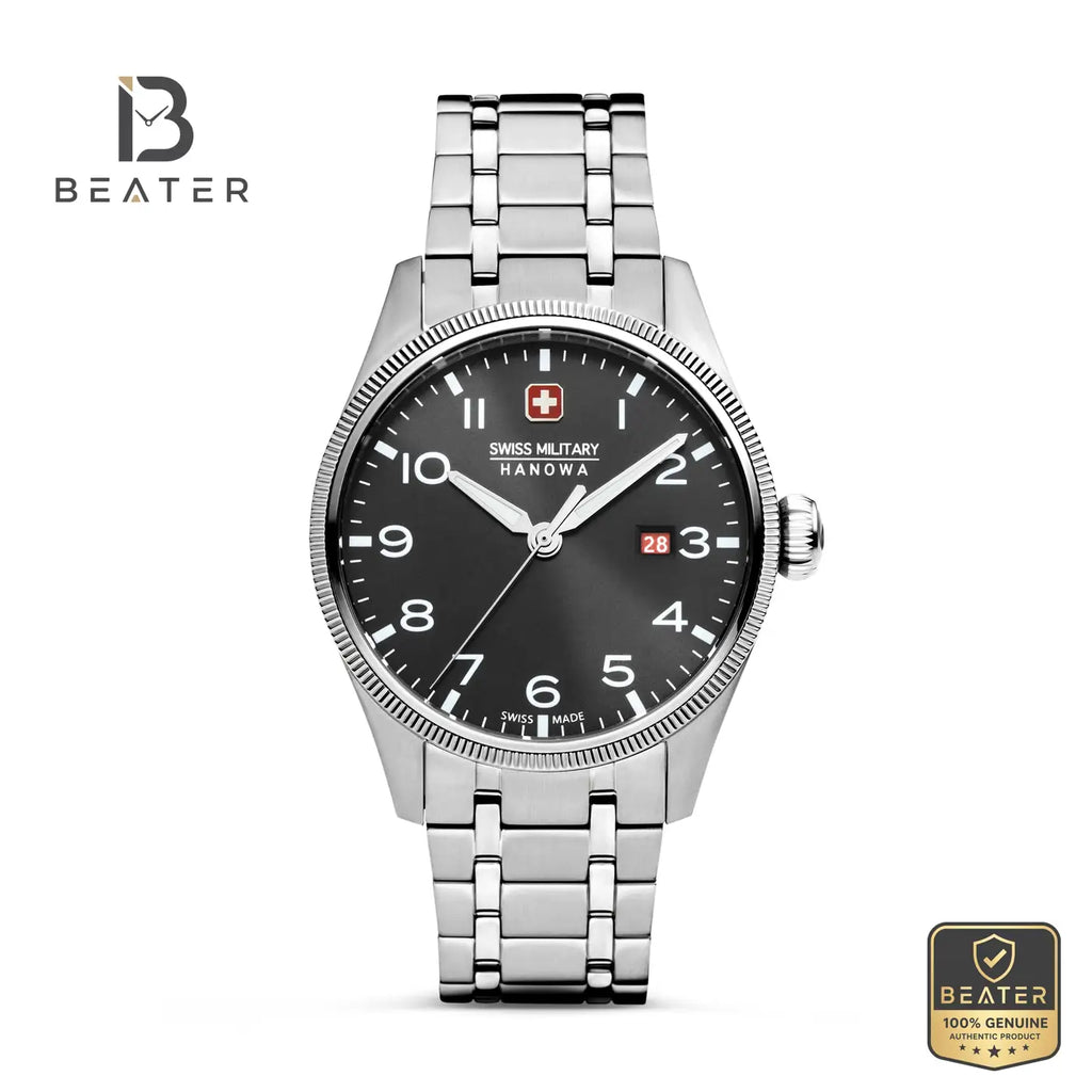 Swiss Military Hanowa SMWGH0000801 Men's Black Dial Stainless Steel Bracelet Watch - Beater