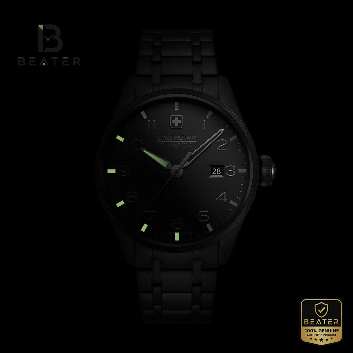 Swiss Military Hanowa SMWGH0000830 Men's Black Dial Stainless Steel Bracelet Watch - View 2 - Beater