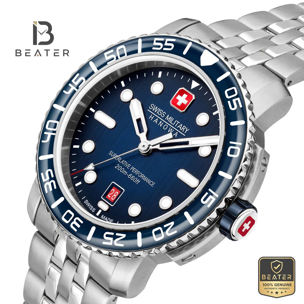Swiss Military Hanowa SMWGH0001703 Men's Blue Stainless Steel Bracelet Watch - View 2 - Beater