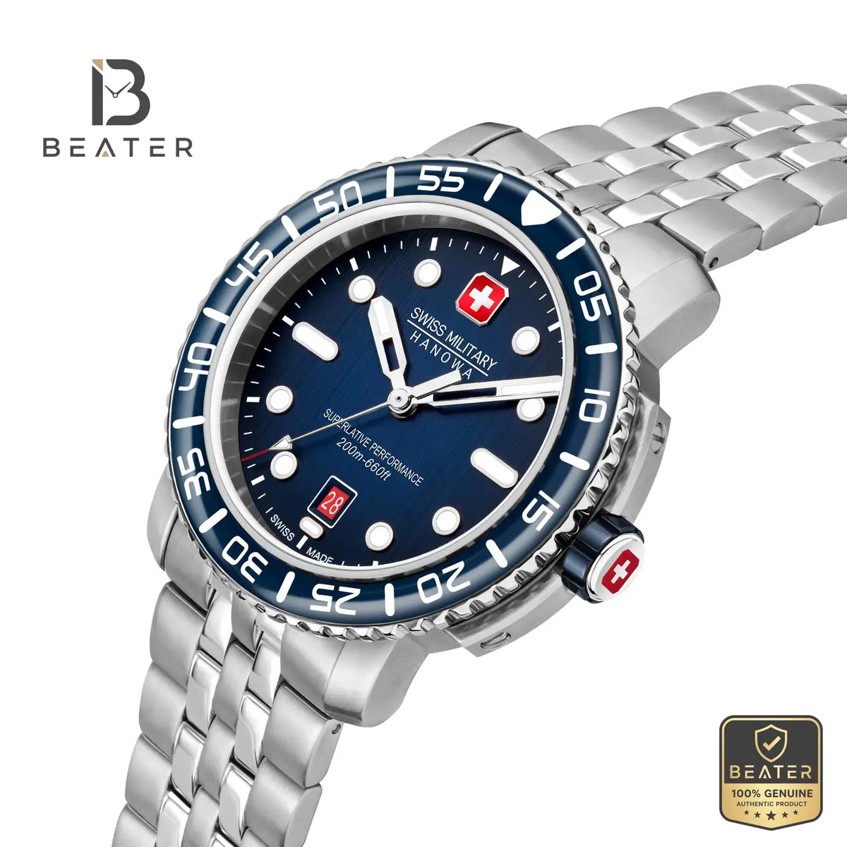 Swiss Military Hanowa SMWGH0001703 Men's Blue Stainless Steel Bracelet Watch - View 4 - Beater