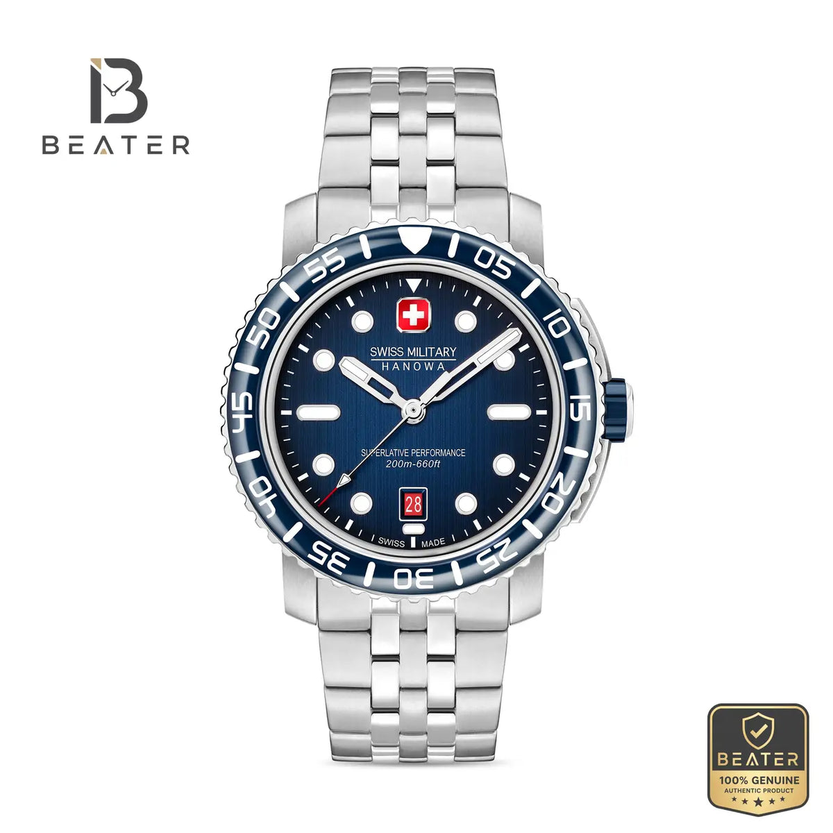 Swiss Military Hanowa SMWGH0001703 Men's Blue Stainless Steel Bracelet Watch - Beater Main image