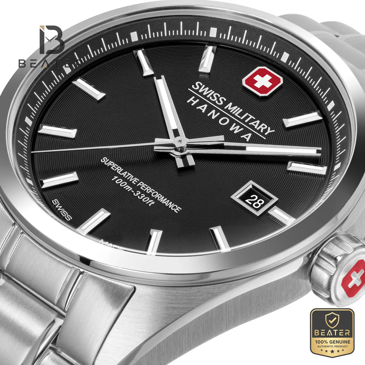 Swiss Military Hanowa SMWGH0004101 Men's Black Stainless Steel Bracelet Watch - View 3 - Beater