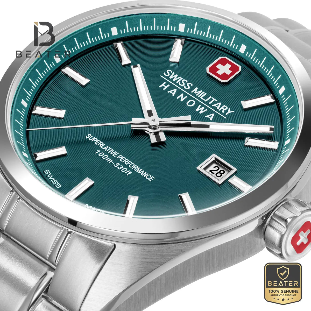 Swiss Military Hanowa SMWGH0004104 Men's Green Stainless Steel Bracelet Watch - View 3 - Beater
