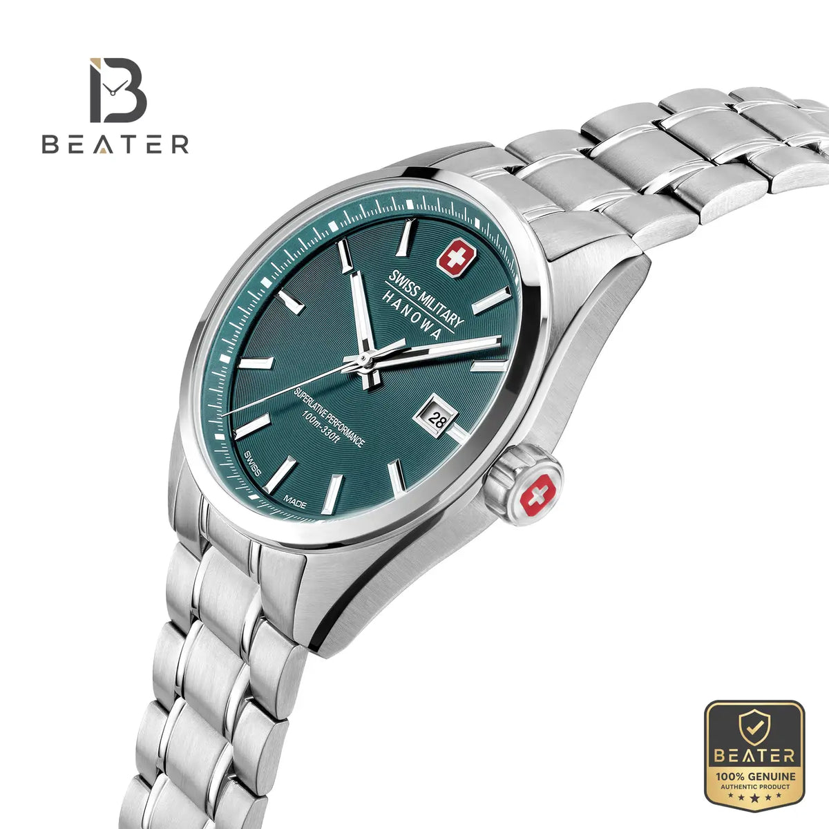 Swiss Military Hanowa SMWGH0004104 Men's Green Stainless Steel Bracelet Watch - View 5 - Beater