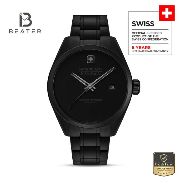 Swiss Military Hanowa SMWGH0004130 Men's Black Dial Stainless Steel Bracelet Watch - Beater
