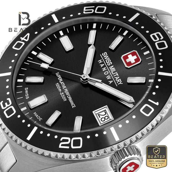 Swiss Military Hanowa SMWGH0004903 Men's Black Dial Stainless Steel Bracelet Watch - View 3 - Beater
