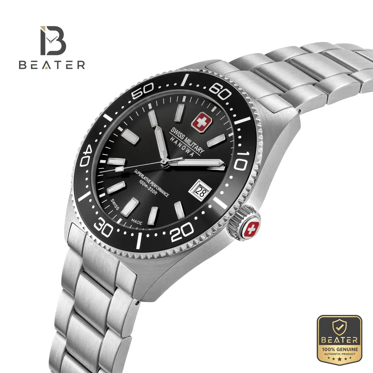 Swiss Military Hanowa SMWGH0004903 Men's Black Dial Stainless Steel Bracelet Watch - View 5 - Beater