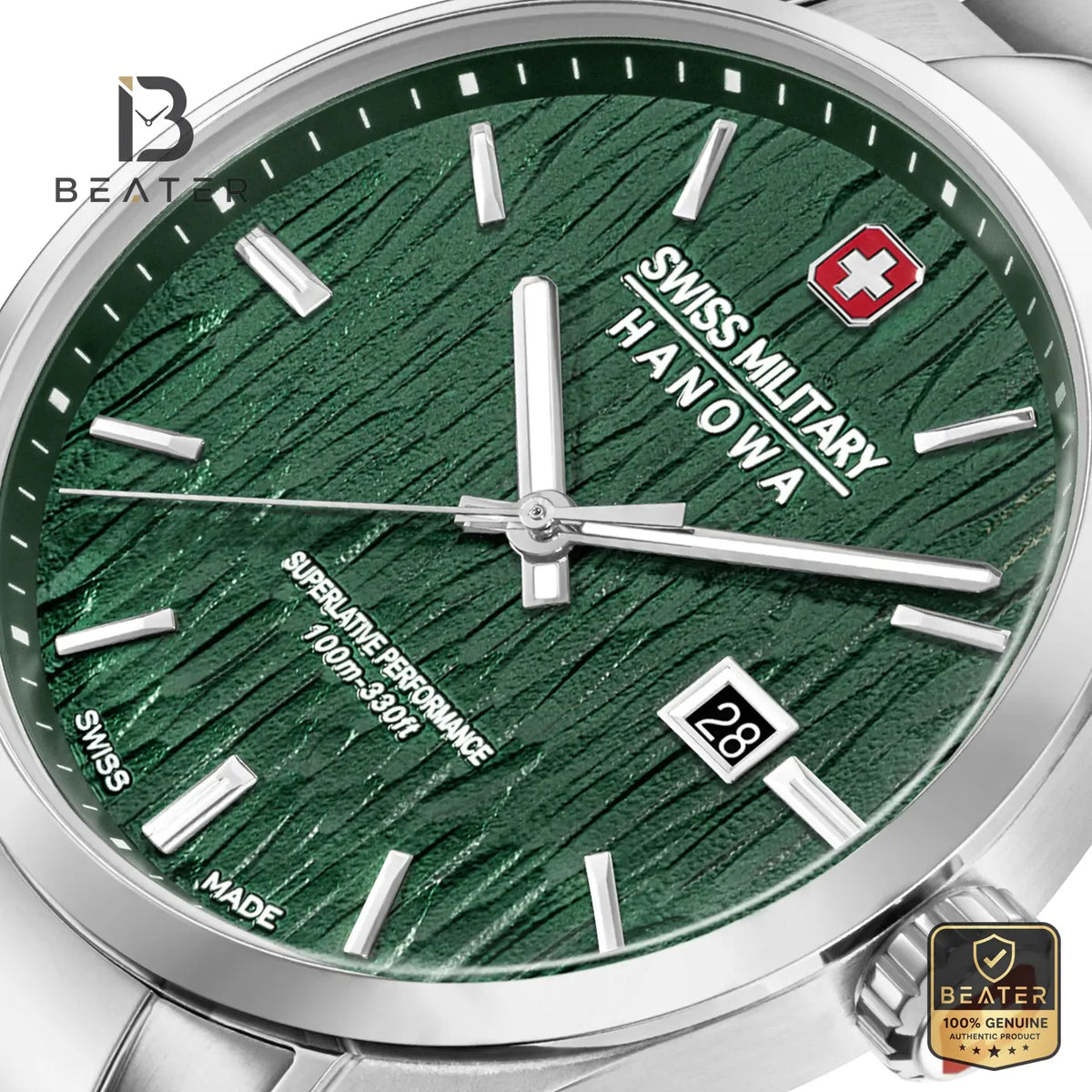 Swiss Military Hanowa SMWGH0006101 Men's Green Stainless Steel Bracelet Watch - View 4 - Beater