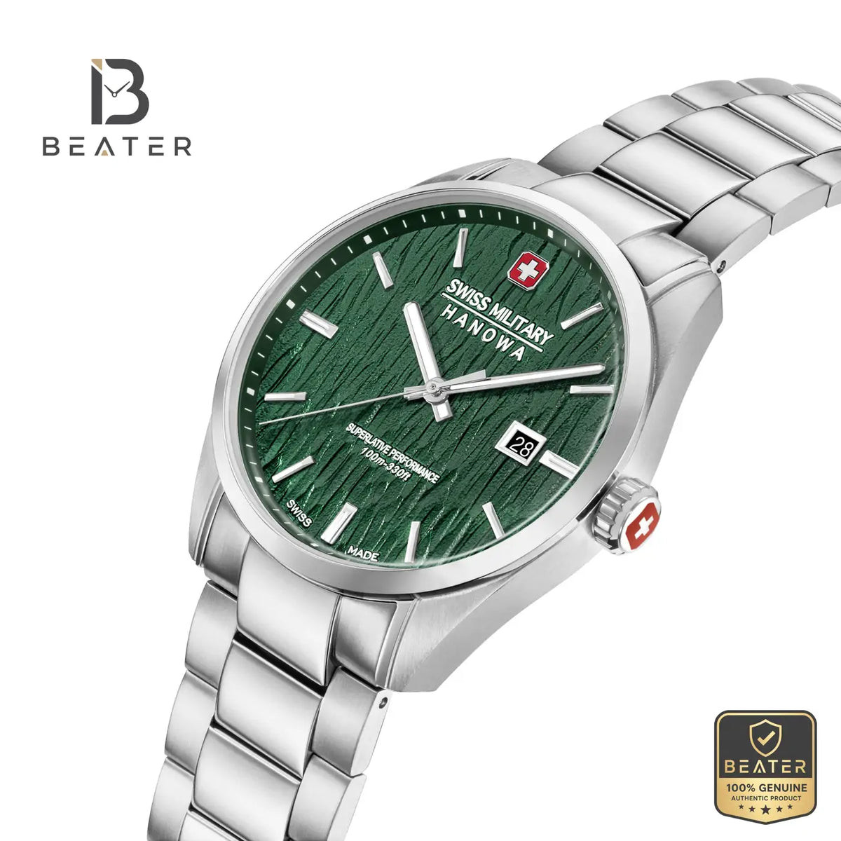 Swiss Military Hanowa SMWGH0006101 Men's Green Stainless Steel Bracelet Watch - View 6 - Beater