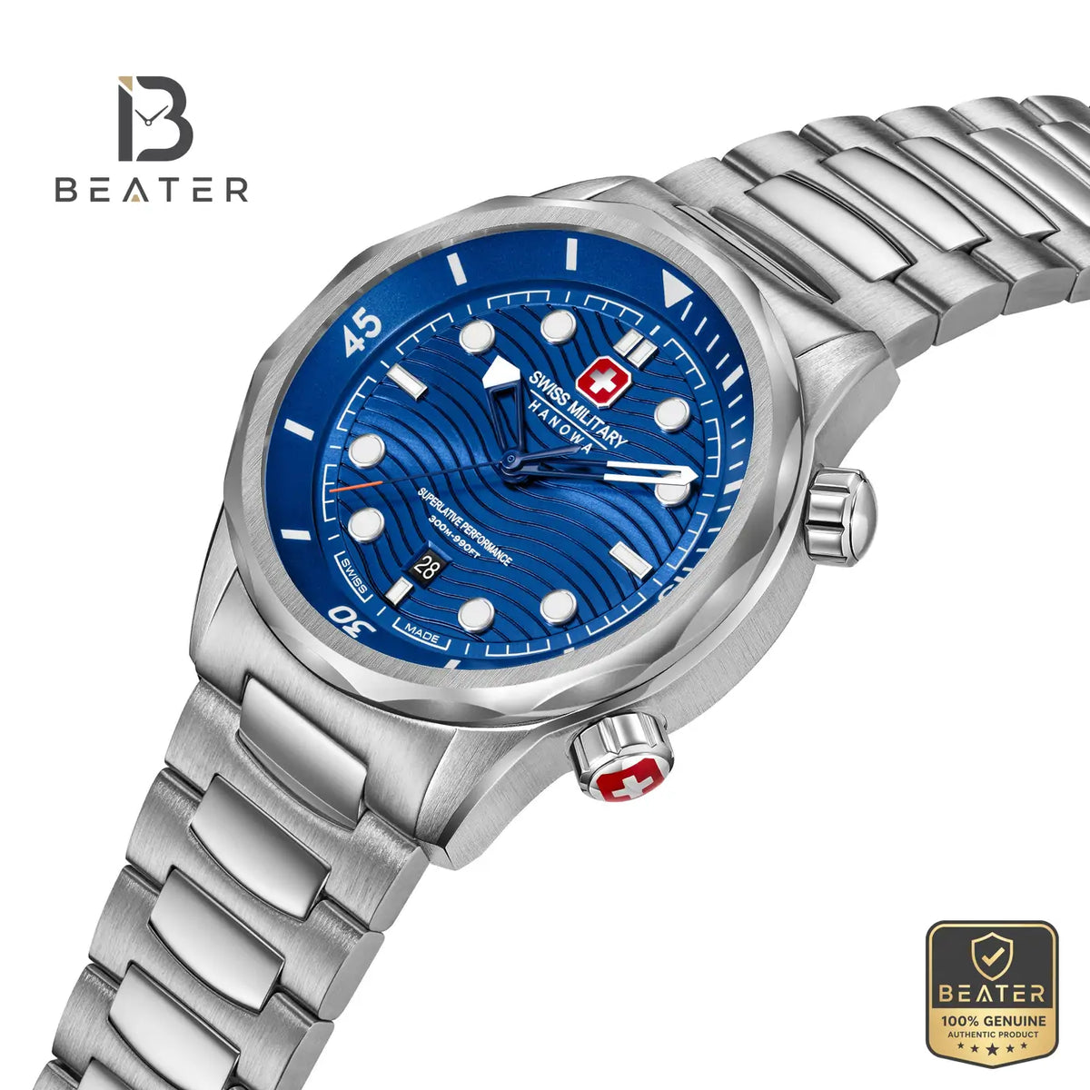 Swiss Military Hanowa SMWGH0006403 Men's Blue Stainless Steel Bracelet Watch - View 4 - Beater